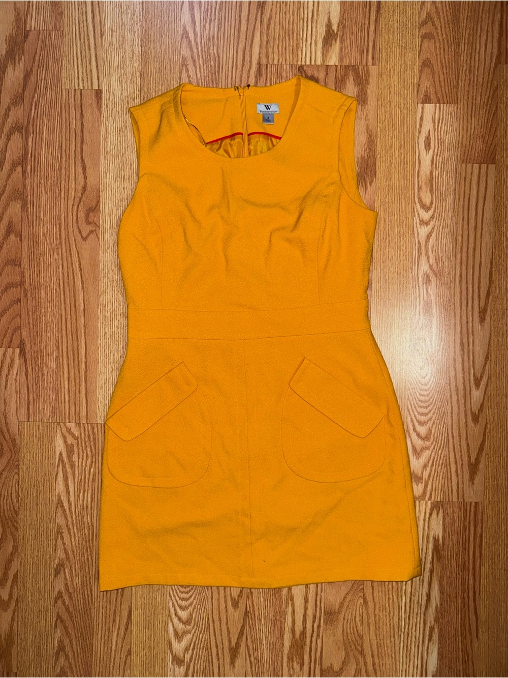 Worthington Yellow Dress with Front Patch Pockets